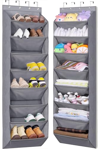 MISSLO Tür Schuhregal Schmal Schuhaufbewahrung Hängend mit 8 tiefen Taschen Passt 20-Paar Schuhorganizer Kleiderschrank Schuhhalter für Tür Hängeorganizer Grau