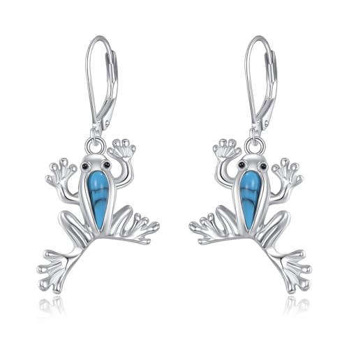Boucles d'oreilles grenouille en argent 925 et pierre de lune pour femme