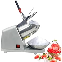 Maquina Raspa Hielo CDZHLTG Trituradora de Hielo Eléctrica de 300W, Maquina de Hielo Portatil de 65 kg/H, Picadora Trituradora de Hielo Profesional con Palas Dobles, Acero Inoxidable, para Uso Doméstico y Comercial
