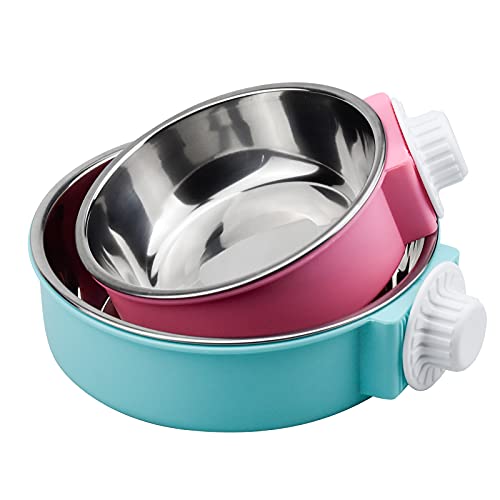 Nerissa 2 Pcs Crate Water Bowl 2 in 1 Dog Cage Hanging Bowl Removable Stainless Steel Dog Bowls Large Capacity Cat Feeding Bowls with Bolt Holder for Cats and Dogs and Other Small Animals - Image 7