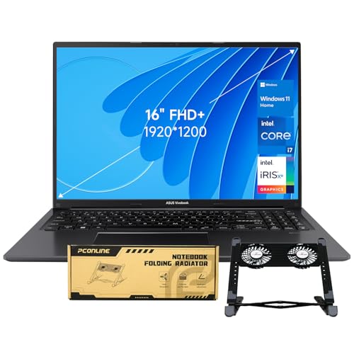 ASUS Vivobook 16 F1605 Laptop, 16" WUXGA (1920 x 1200), Intel i7-1355U, 40GB RAM, 2TB SSD, Bundle with PCO Notebook Folding Radiator, Laptop Cooler
