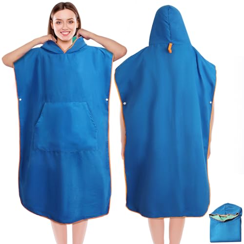 Jokisa Poncho de Bain Adulte, Poncho de Plage Microfibre à Séchage Rapide en Tissu Surfing Changement Robe