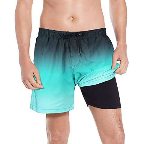 MILANKERR Compression Shorts for Men Compression Lined,Swim Trunks with Boxer Brief Lining,Mens Swim Shorts with Breeze Knit Liner 5" Inseam Cover