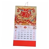 Operitacx 中国の干支 馬 壁掛けカレンダー ハンギング年プランナー クリアな日付表示と伝統的なフーデザイン 自宅やオフィス装飾用