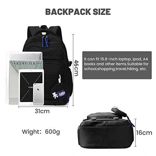 School Backpack for Teen Girls, Large 15.6 Inch Laptop Bookbag, College School Bag for Big Students, Casual Travel Daypack,Black3