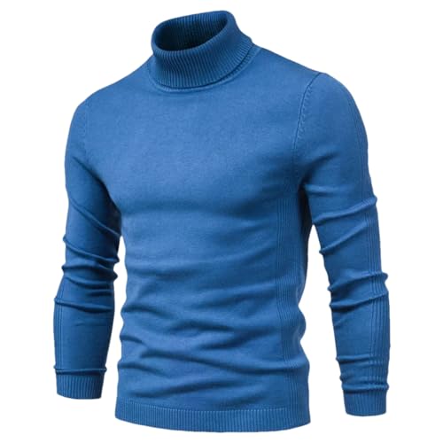 Men's Turtleneck Sweaters Warm Slim Knitted Pullovers Solid Casual Sweaters Knitwear