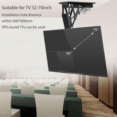 Support TV motorisé plafond rabattable 32-70 pouces avec télécommande
