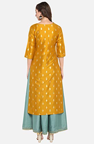 Janasya Indian Women's Mustard Poly Silk Ethnic Dress(J0006-Set-Xxl) #TOP4