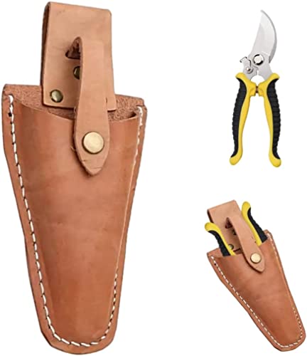 Leather Sheath for Scissors 1Pack Leather Sheath Tool Holsters Garden Pruner Sheath Belt Holder Pouch Bag Protective Leather Cover Leather Hand Pruner Sheath for Garden Pliers with Snap