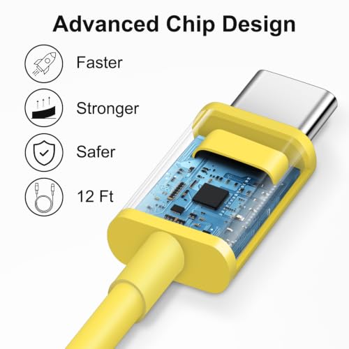 Image of iPhone 17 16 15 Charger Fast Charging 12FT - 20W USB C Charger Block | with 12FT Type C to C Cable Compatible with iPhone 17 /17 Pro /17 Pro Max /Air /16 /16e /15, iPad Pro, iPad Air (Yellow)
