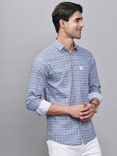 Image of Majestic Man Pure Cotton Slim Fit Printed Casual Shirt for Men