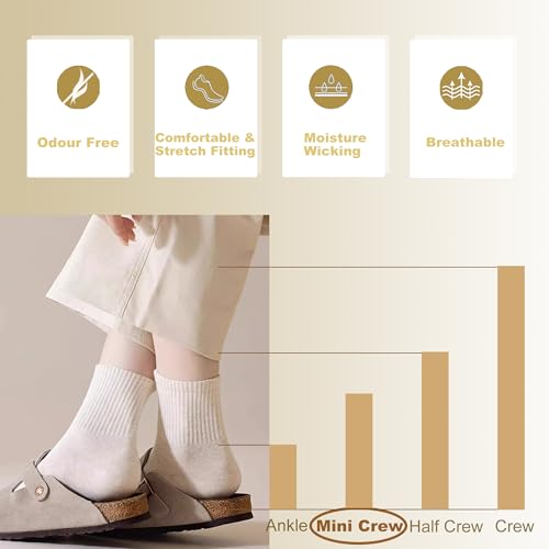 Image of Womens Athletic Cotton Quarter Crew Socks - Just Right Thickness, Soft & Breathable, Value 5 /7 Packs for Gym