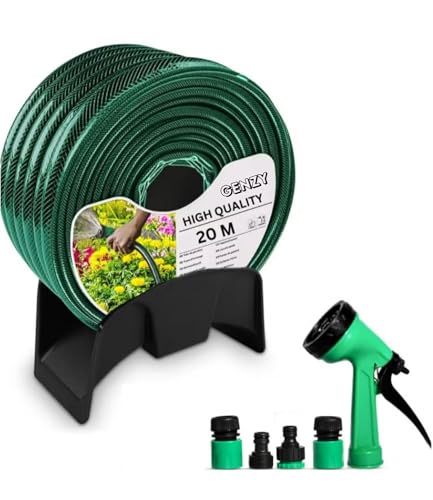 GENZY Expandable Garden Hose Set (20-Meter) Heavy Duty Sprayer & Thread Connectors included No Kink No Twist No Lead No BPA Drinking Water Safe Lightweight Durable Flexible for Yard Garden