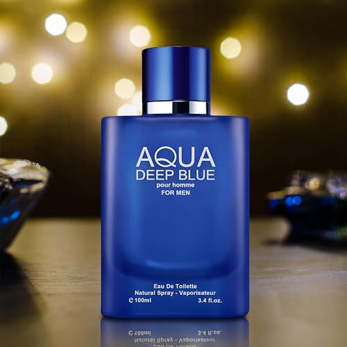Image of AFLUXE Valentine Milano /Aqua Deep Blue 2PCS Eau De Toilette for Men-Fresh, Romantic Scent Perfume for Men 3.4 Fl Oz Each Mens Cologne For All Skin Daily Used
