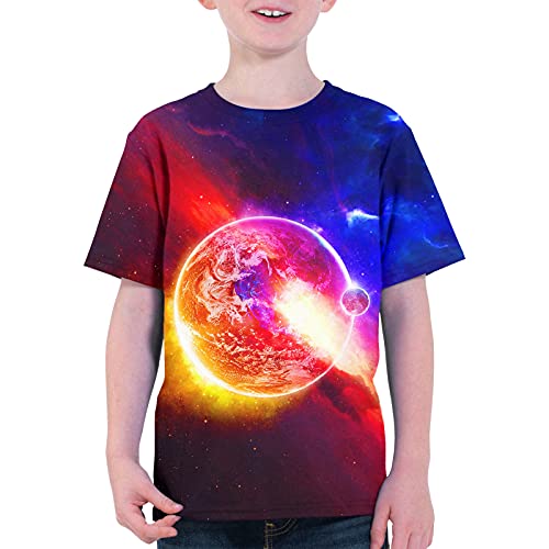 Asylvain Boys Girls Shirts Short Sleeve 3D Print Funny Colorful Tee Shirts for Kids Size 6-163