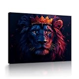 ジャングルライオンキャンバスプリントウォールアートファンタジー動物デザイン壁写真リビングルーム寝室とオフィスの家の装飾65x85cmインナーフレームを吊るす準備ができています