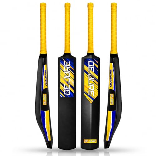 Image of De Jure Plastic Cricket Bat Full Size (34 inch X 4.2 inch inch) | Tennis Ball Cricket Bat for Men & Kids | Hard Turf Bat with Anti-Slip Rubber Grip Handle | Lightweight 900g for Indoor Outdoor Gully Cricket