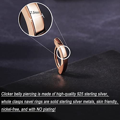 Zs 14G 925 Sterling Silver Belly Button Rings For Women, Clicker Belly Barbell Piercing Reverse Curved Navel Barbell Body Jewelry (Rose-Gold,10Mm) #TOP3