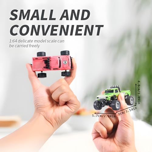 Image of Mini RC Monster Truck, 1:64 Scale, 2.4G Remote Control, Alloy, Speed /Steering Adjustable, Grey, Adult, Unisex Hobbyists