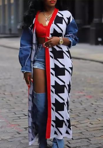 Womens Cardigan Sweaters 2025 Fall Coats Open Front Long Sleeve Patchwork Knit Long Cardigans Oversized Outerwear3