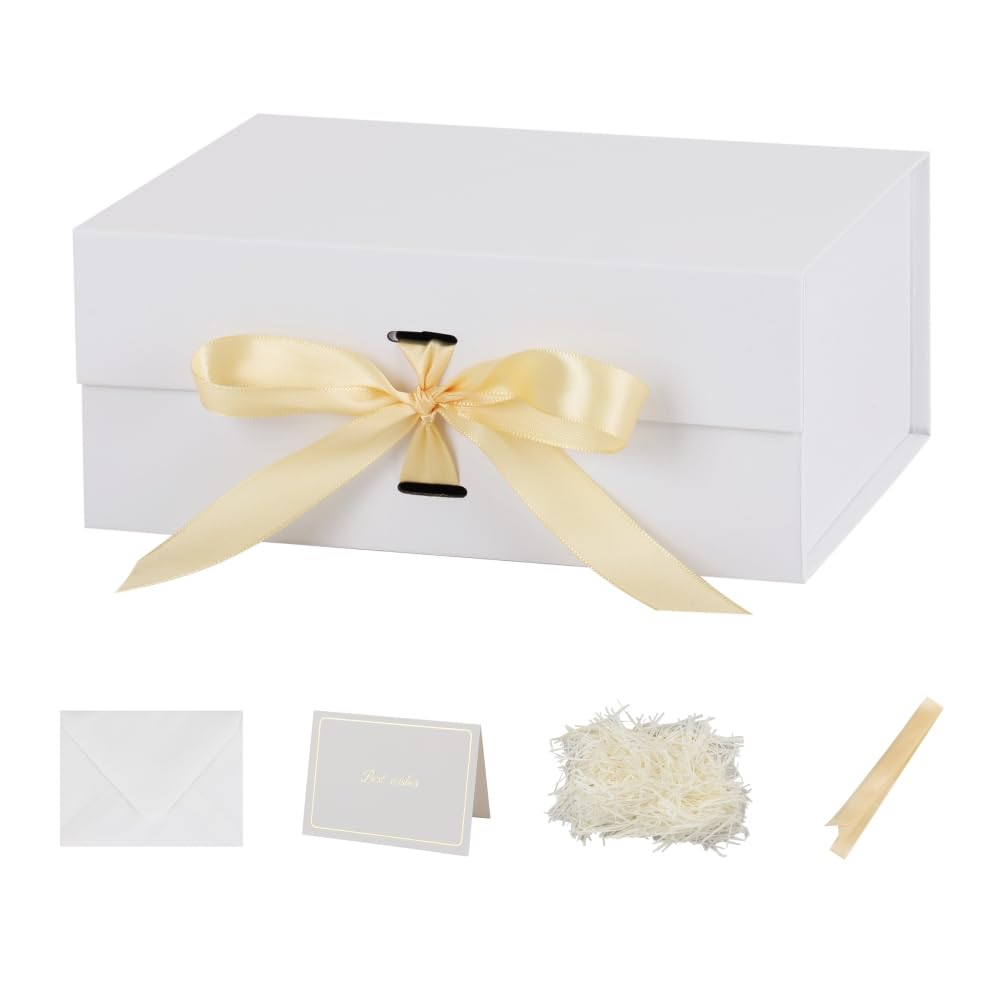 Małe pudełka prezentowe z pokrywkami, 5 szt., 24 x 18 x 10 cm, białe pudełko prezentowe ze wstążką, składane pudełka na prezenty, prezenty rocznicowe, pudełko na oświadczyny dla druhny, papier do