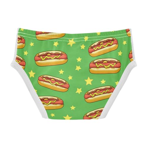 Wusikd Hot Dogs Boys' Underwear Cotton Green Stars Boys Briefs Soft Toddler Underwear 2T2