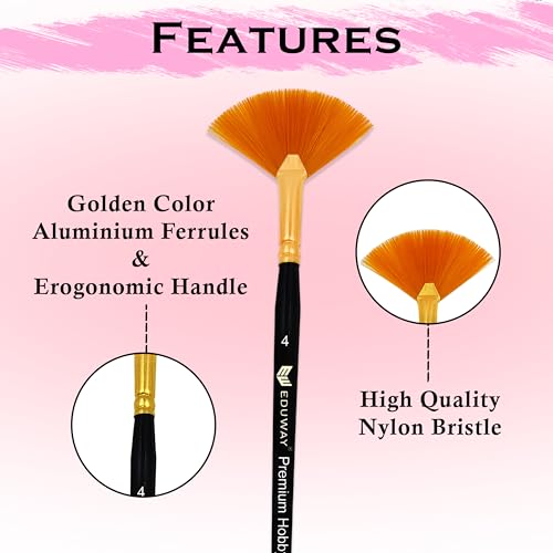 Image of Eduway Painting Brush Set of 12 | Professional Artist Brushes with Rounded Pointed Tips | Suitable for Acrylic, Watercolor, Gouache | Ideal for Beginners, Students, Artists & Hobbyists