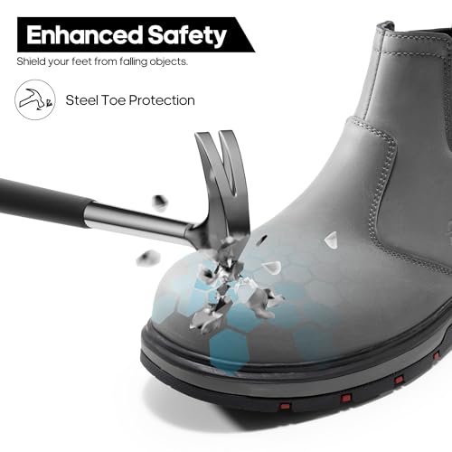 NORTIV 8 Slip On Work Boots for Men Steel Toe Waterproof Safety Construction Boots for Men2