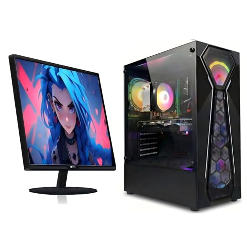 Image of STGAubron Gaming PC Bundle with 24Inch FHD LED Monitor-Radeon RX 580 8G GDDR5, AMD Athlon 3000G 3.5G,16G RAM, 512G SSD, RGB Fan x 4, Windows 11 Home