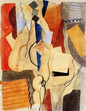 Peinture à l'huile Smoking in The Shelter, reproduction tableau Roger de la Fresnaye 12x16