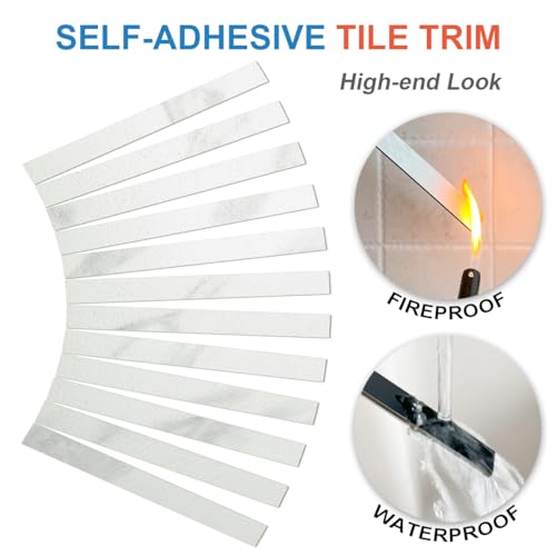 DICOFUN 24-Pack White Marble Look Peel and Stick Tile Trim, 6" Self Adhesive Molding Edge Trim for Peel and Stick Backsplash - Image 3
