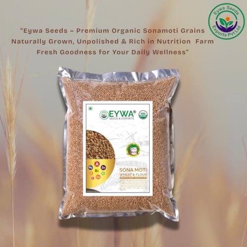 Image of Organic Sonamoti Ancient Wheat Grains (1 kgs) For Eating And Cookings |Sonamoti Golden Daane|Produce Of India From Organic Farms | By Eywa
