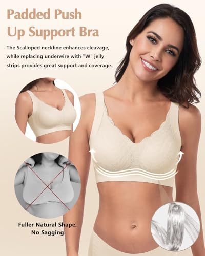 Wireless Support Bra Full Coverage Padded Push Up Anti Sagging Comfortable Seamless Lace Bras No Underwire2