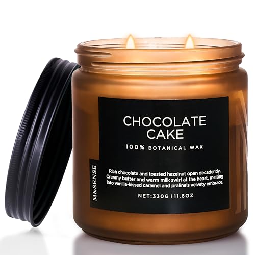 M&SENSE Chocolate Layer Cake Scent Candles Large 11.6oz Natural Soy Wax 70 Hours Burn Time Clean Non Toxic Scented Classic 2 Wicks Candle Gifts for Mom Grandma