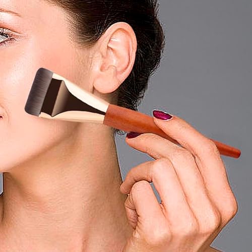 GEDOX Foundation Blending Brush - Flat Top Makeup Brush | Wooden Handle Liquid Foundation Brush | Face Makeup Tool | Professional Contour Brush For Liquid, Cream, Powder