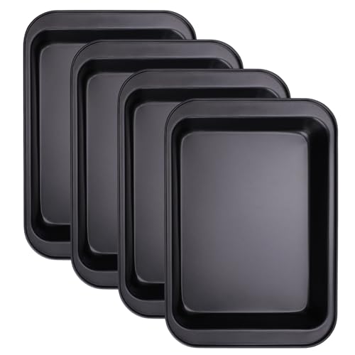 Inodiref 4 Pièces Plat Four Antiadhésif Plat Four Rectangulaire Profonde 31,5 x 22 x 5cm Empilable Plaque De Cuisson Four Facile à Nettoyer Pour La Cuisson...