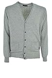  pratino Suéter Hombre Gris Cardigan De Escote En V Placket De Botón - 100% Cachemir - Gris, M
