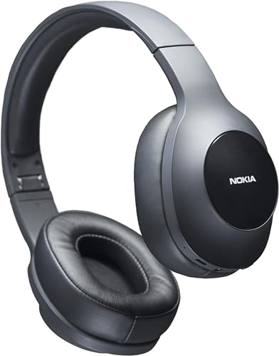 Nokia Essential Wireless Headphones - Universal Bluetooth - 40 Hours Playback - Soft Leather Over Ear with Foldable Headband,Black