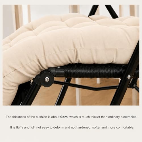 Image of Rocking Chair Cushion 18 x 50 Inch Thick Tufted Chair Cushion with Backrest and Seat Pad Soft Premium Fabric Polyester Filling Non Slip Indoor Outdoor Rocking Chair Replacement Cushion (Off White)