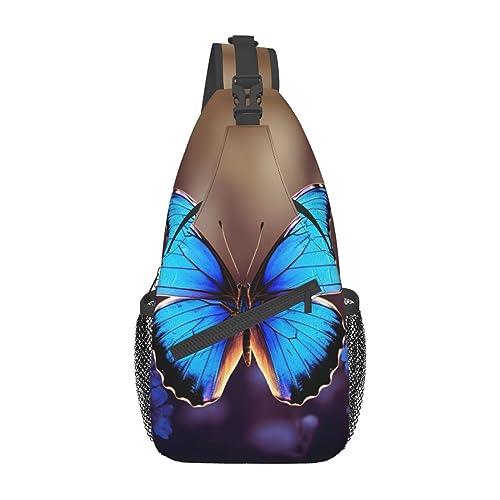 Sac de poitrine léger Blue Butterfly au design poétique pour voyager l'esprit libre