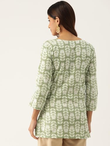 Image of feranoid Designer V-Neck Short Straight Kurti with 3Quarter Sleeves