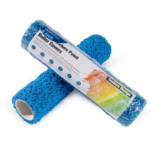HUIROOWL 9 Inch Textured Paint Roller Covers Texture Roller for Drywall Mud 2 Pack Professional Large Texture Roller Covers for Home Decoration Wall and Ceiling Textures