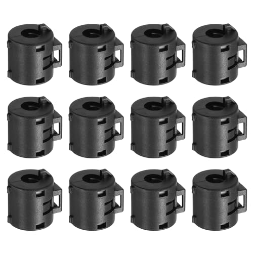uxcell 12 Pcs Ferrite Filter Ring Core RFI EMI Noise Suppression Cable Clip ID 8mm 0.31Inch Length 19.5mm 0.77Inch with Base for Electronic Devices, Industry, Black