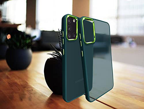 Image of A rtistque Frosted Translucent Back Cover Case for Samsung Galaxy A31 | Electroplated Chrome Ring | Raised Camera Edges for Protection | Smooth Sides TPU - Green