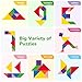 BenBen Travel Tangram Puzzle with Magnetic Wooden Shapes, Extra Large Dual-Sided Magnet Surface, Color Pattern IQ Book, Road Trip Car Plane Game, Educational STEM Travel Toys for Kids Adults