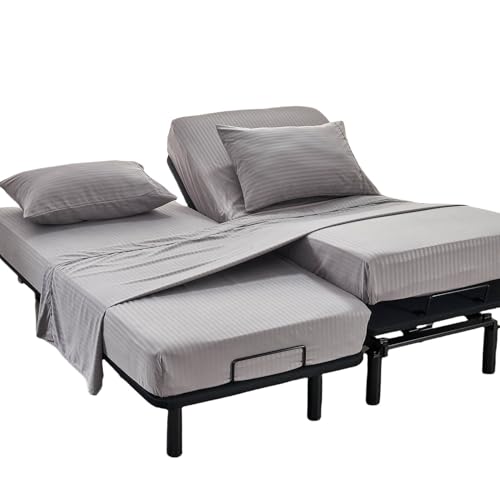 Kingnex Striped Split California King Sheets Sets for Adjustable...