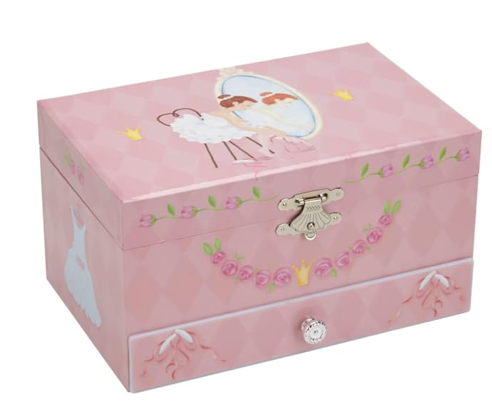 Jewelkeeper - Musikalische Schmuckk&auml;stchen M&auml;dchen mit ausziehbarer Schublade, Blumenballerina Design - Spieluhr mit Das Swan Lake Song, Ideal ballerina geschenke f&uuml;r m&auml;dchen