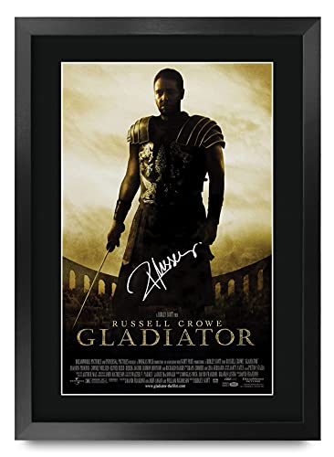 HWC Trading Gladiator A3 Gerahmte Signiert Gedruckt Autogramme Bild Druck-Fotoanzeige Geschenk Für Russell Crowe Filmfans