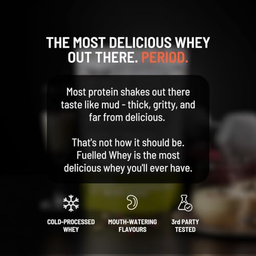 Image of FUELLED Whey Protein Powder Concentrate & Isolate with 24 g Protein, 5 g BCAA (1 kg, 30 Servings) Lab Tested (Classic Thandai)