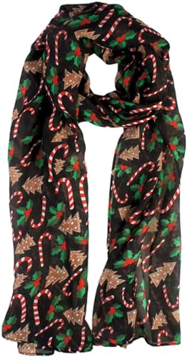 VIVIAN & VINCENT als Geschenk verpackte, weiche, leichte, durchsichtige Herbst-/Winter-Weihnachtsdecke für Frauen, gemütlich für Mädchen und Teenager, Schwarze Zuckerstange, und Weihnachtsbäume
